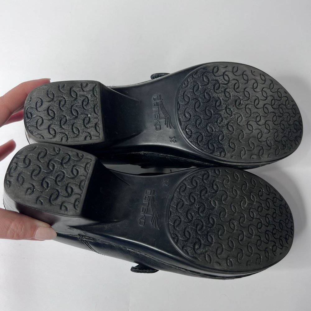 Dansko Clogs Heel Black Leather Shows Comfort Slip On w/ Buckle Women's 38 7.5-8 - Picture 9 of 10